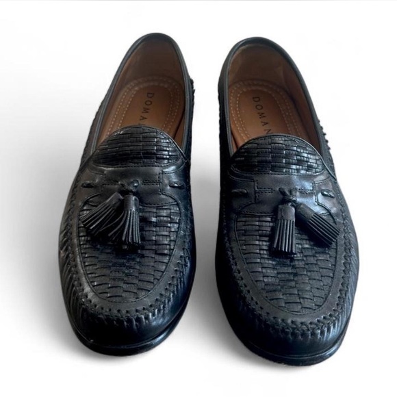 Domani Other - VTG Men’s Domani Black Leather Basket Weave Tassel Loafers Size US 9.5
